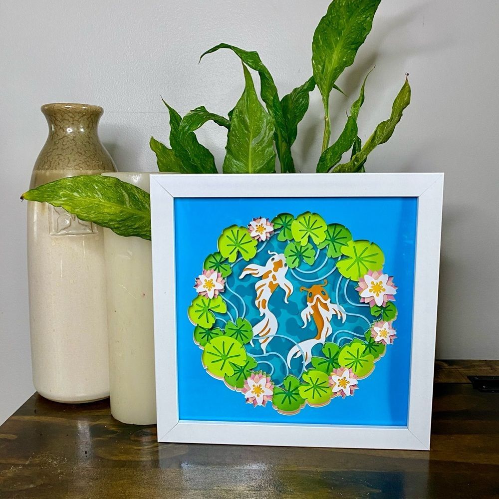 3D Koi Pond Circle Shadowbox
